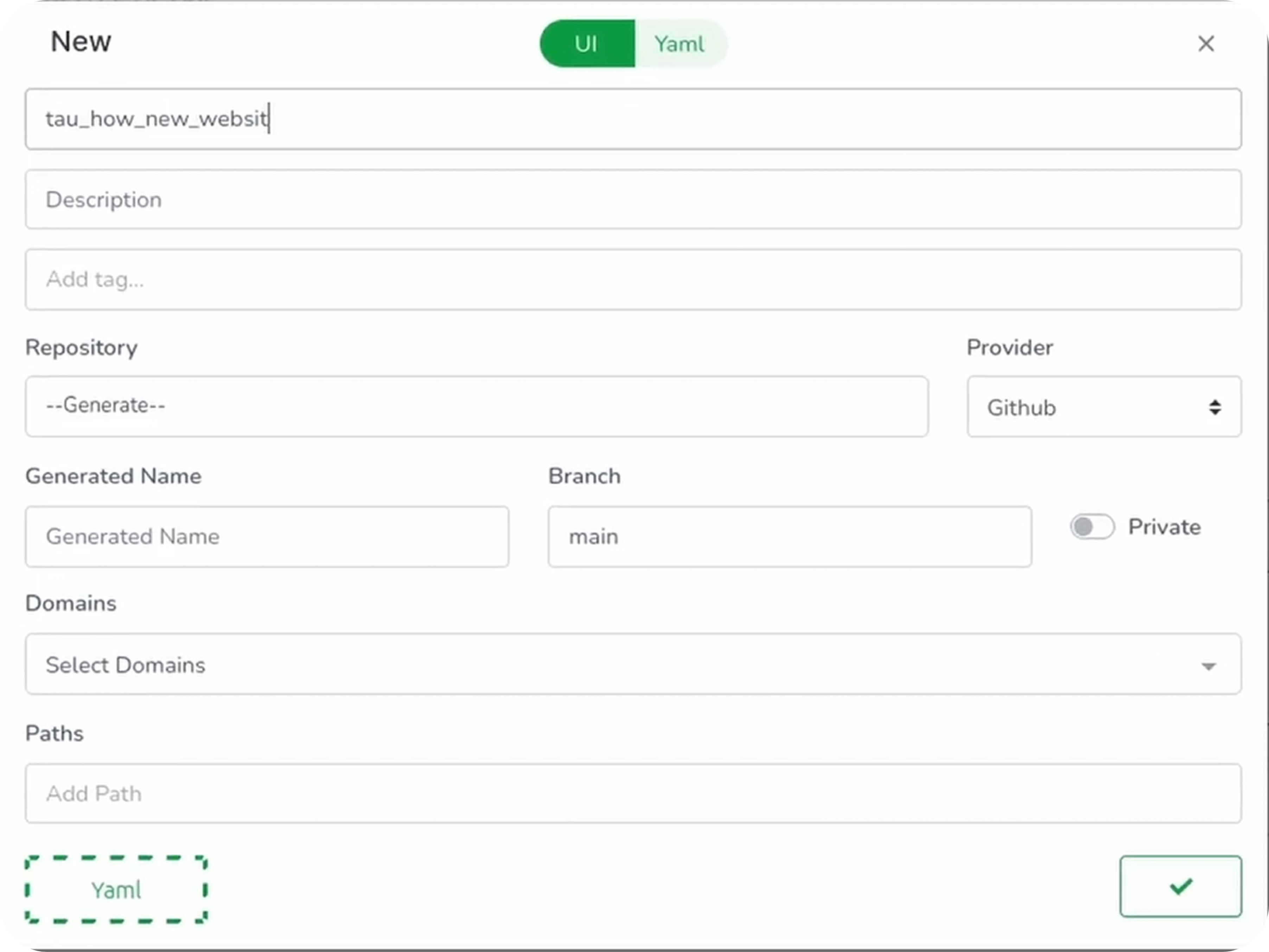 Creating a new website
