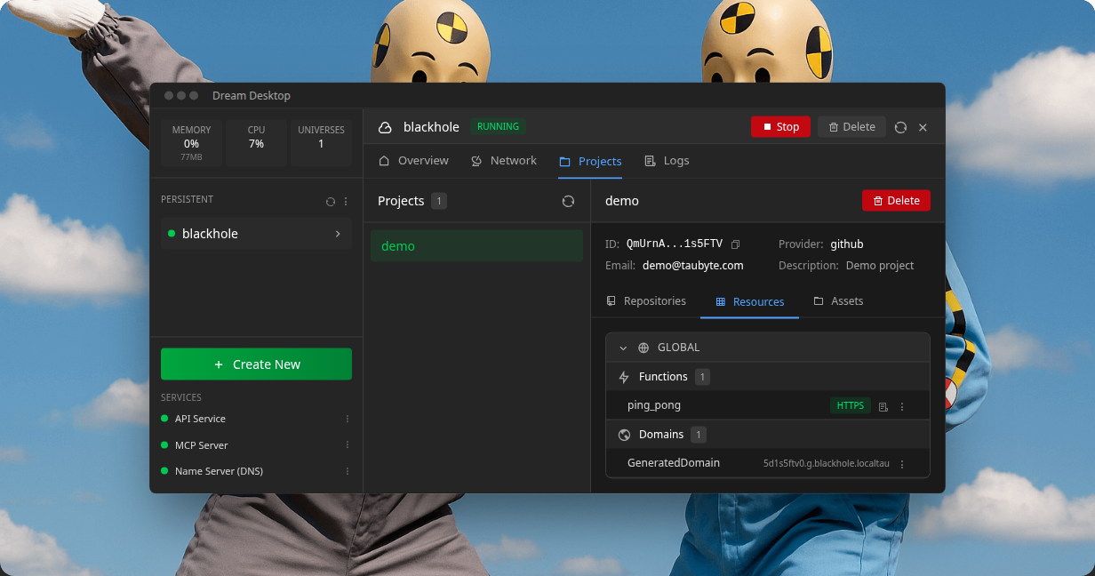 Test desktop interface